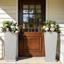 Front Porch Planters Outdoor Set of 2, 24" Tall Plastic Planters for Outdoor Plants with Drainage, Extra Large Outdoor Planter Pots, Tapered Tall Planters for Front Door & Indoor Plants, White
