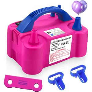 Electric Balloon Pump,110V 600W Portable Dual Nozzles Balloon Pump,Air Pump Balloon Blower for Party Decorations with Tying Tool (Small, Rose Red)