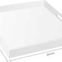 2020 Inches Oversize Extra Large Sturdy Glossy White Acrylic Serving Tray King Size Decorative Big Ottoman Trays with Cut Out Handles Water Proof Bed Tray Coffee Counter Top Organizer