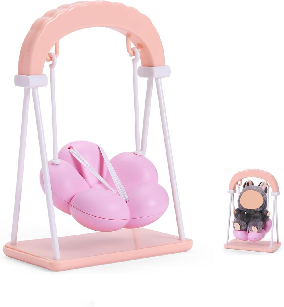 Miniature Furniture Accessories for Labubu 17cm Dolls, Swing Chair/Rocking Horse Compatible with 15cm/17cm Collectible Figures, No Doll (Swing)