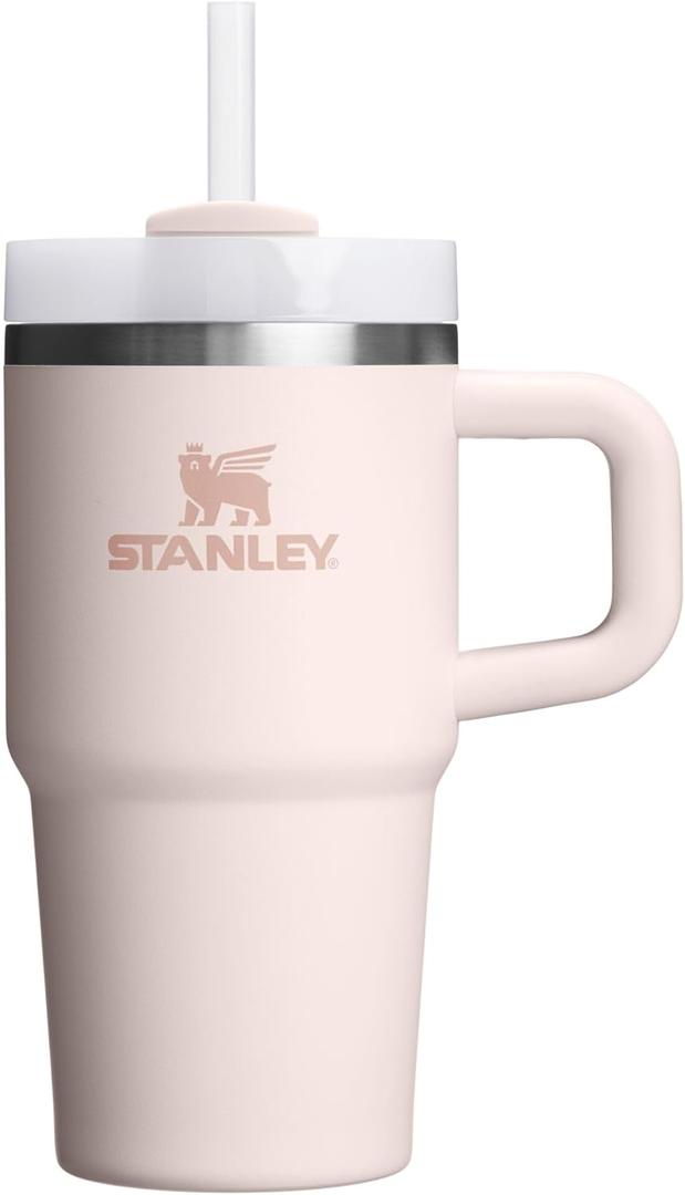 STANLEY Quencher H2.0 Tumbler with Handle and Straw 20 oz | Flowstate 3-Position Lid | Cup Holder Compatible for Travel | Insulated Stainless Steel Cup | BPA-Free | Rose Quartz 2.0