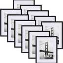 CRUGLA 8.5x11 Picture Frames Set of 11, Display Pictures 6x8 with Mat or 8.5 by 11 without Mat, Certificate Diploma Photo Wall or Tabletop Display, Black