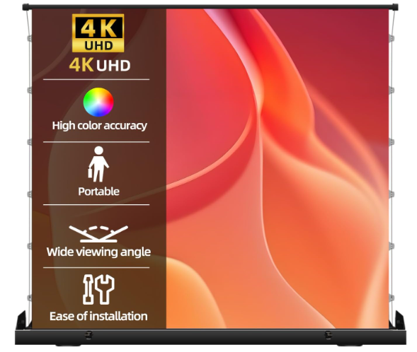 Acmejm Projection Screen Portable Tab-Tension ALR Manual Pull Up Projector Screen, Outdoor Projector Screen Wrinkle Free Design for Backyard Movie Night (100in/16:9)