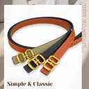 Giomos Women's Leather Belt for Jeans, Dress, Pants & Formal Outfits, Ladies Trendy Reversible Design Belt with Gold Buckle, Black & Orange with scarf