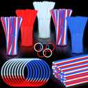 480 Pack 4th of July Glow Sticks Party Favors with Connectors,Patriotic Red White Blue Glow Stick Bracelets Nacklaces Glow in the Dark Accessories 250th Anniversary USA Independence Day Decorations