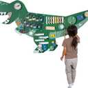 Dinosaur Activity Wall Busy Board - Wooden Sensory Wall Panel for Kids & Toddler Wall Activity - Interactive Montessori Wall Activity Board for Boys & Girls - Perfect for Playroom Daycare Waiting Room