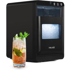 Newair Nugget Ice Maker Countertop, 44 lbs in 24 Hours Ice Machine Nugget, Self Cleaning Ice Maker in Black Stainless Steel, Perfect for Home Bar, Kitchen Countertop, RV, Home Office