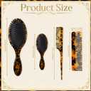 Meanplan Tortoise Shell Hair Comb Set Cellulose Acetate Paddle Detangler Brush Wide Tooth Comb Mini Tail Brushes Kit Grooming Tools for Women Men Thick Thin Curly Wavy Wet Dry Hair Gift