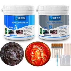 BBDINO Brush-on Silicone for Mold Making 25A 2.2 lbs, Platinum-Cure and Self-Thicken Liquid Silicone Mold Making Kit, Ideal for Masterial Costing Large Projects Like Stone/Concrete/Cement/Plaster