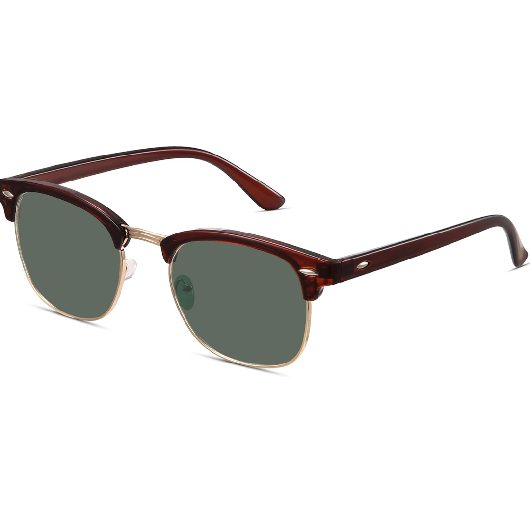 livho Rimless Trendy Polarized Sunglasses Men Women, Retro Sun Glasses for Men Women 2025, Semi Rimless UV Protection Shades