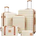 Coolife Suitcase Set 3 Piece Luggage Set Carry On Hardside Luggage with TSA Lock Spinner Wheels (White, 5 piece set)