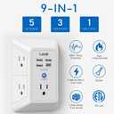 5 Outlet Extender Multi Plug Wall Outlets with 4 USB Charging Ports (1 USB C Outlet), 3 Sided 1680J Surge Protector Power Strip USB Wall Charger for Home, Office, Travel, ETL Listed, White (3U1C-No Night Light)