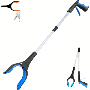 Grabber Reacher Tool - 32” Extra Long Foldable Gripper and Reaching Tool - Heavy Duty Pick Up Stick Grabbers for Seniors, Trash, Surgery Recovery Must Haves Gifts (Blue)