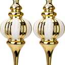 2 Pcs 10" Large Christmas Ball Ornaments - Shatterproof Finial Drop Decorations for Holiday Tree - Gold & White Big Hanging Balls