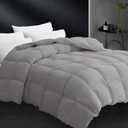 CYMULA Full Size Feather Down Comforter - All Season Dark Grey Duvet Insert, Lightweight Box Stitched, Fluffy Breathable, Ultra Soft Quiet Hotel Style with 8 Tabs(82" x 86")