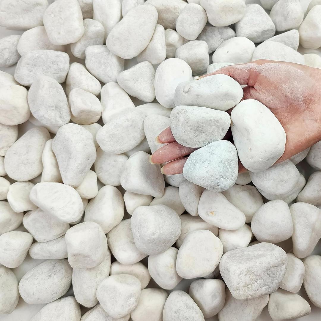 FANTIAN 5 lbs White Matte Rocks for Plants, 2-3 Inch Large Pebbles for Indoor Plants, Decorative River Stones for Succulent, Landscaping, Vases, Crafting and Garden