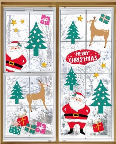 Reusable Christmas Window Stickers Glass Clings (NO Glue) Festive Xmas Party Decorations Kid Friendly, Featuring Santa Claus, Rudolph, Snowflakes, Trees Made by Talking Tables UK | 6