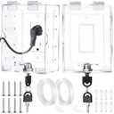 2 Pcs Safety Outlet Cover Box Clear Lock Box with Key Covers for Electrical Outlets, Provides Space Inside for Plugs, Proof Socket Covers Ease Operation