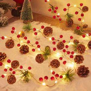 Pine Cone Battery Powered LED Lights - 2M, 20 Lights, Indoor/Outdoor, Winter Holiday Decor