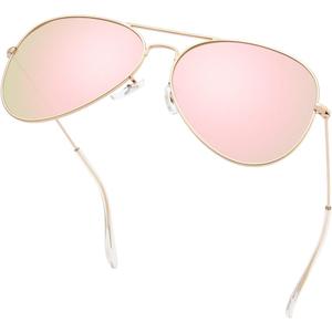 livho Sunglasses for Men Women Aviator Polarized Metal Mirror UV 400 Lens Protection (Rose Gold)