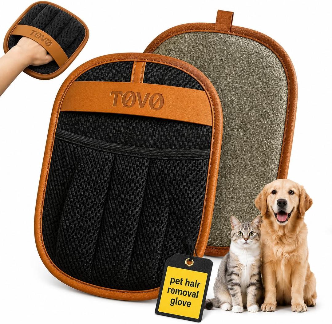 Pet Hair Removal Glove for Dogs & Cats, 2 Pack Reusable Electrostatic Pet Hair Remover Gloves, Five-Finger Magic Brush Fur & Lint Remover for Furniture, Couch, Carpet, Clothing, Car Seats & Laundry