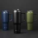 EALGRO 40 oz Tumbler with Handle, Insulated Tumblers with Lid and Straw, Large Metal Sports Water Bottle Jug, Thermal Stainless Steel Travel Coffee Mug Cup, Blue