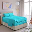 Hearth & Harbor Extra Deep Pocket Queen Size Sheet Set - 4 Piece Ultra Soft & Breathable Bed Sheets Set - Fits Up to 24" Mattress - Hotel Luxury Bed Sheet Set, Bright Blue