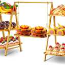 Metal 3 Tier Cupcake Stands, Large Capacity Serving Removable Tray Dessert Stands with Swing Design and Anti-slip Base, Food Display for Parties and Events, Wedding, 32.28*15.55*20.47Inch (Gold)