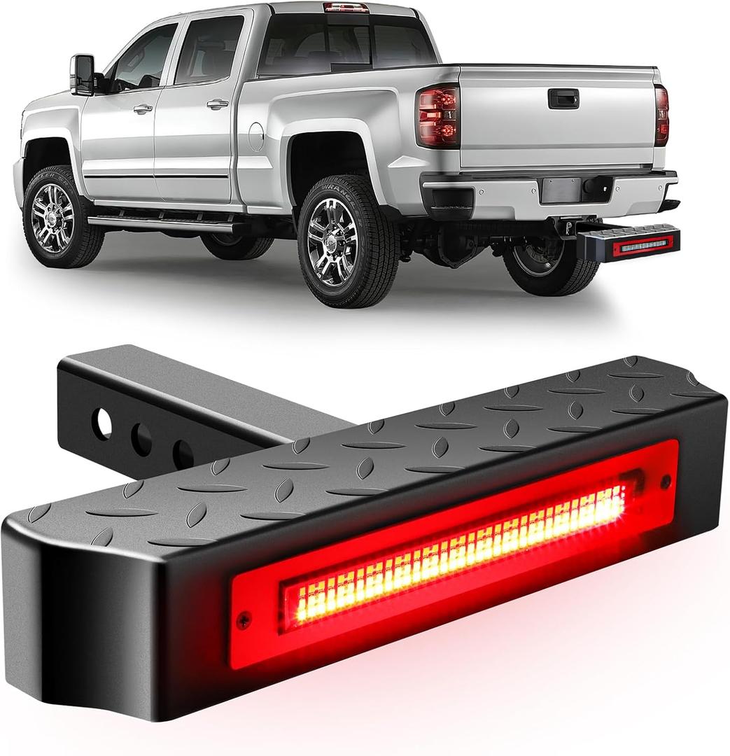 Hitch Step with Light 108 LED Lighting(6 Mode) Series Steel Hitch Bar 700lbs Max Load Universal Fit 2" Receiver for Trucks Chevy (Chevrolet), Ford, Toyota, GMC, Dodge RAM, Jeep, ATV SUV Van