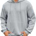 Auxo Mens Quarter Zip Pullover Fashion Quilted Hoodies Long Sleeve hooded Sweatshirt with Pocket Size XL