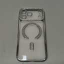 for iPhone Case,Plating Electroplated Glitter Bling Sparkle Diamond Frame Magnetic Case for iPhone, Compatible with MagSafe Wireless Charging (Silver,iPhone 17 Pro Max)