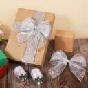 PEUTIER 6 Rolls Glitter Christmas Wired Ribbons, 2.5" Wide Silver Glitter Snowflake, Striped, Floral Pattern Christmas Tree Ribbons for Crafts, Wreaths, Gift Wrapping (36yd Total Length)