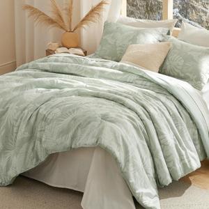 Bedsure Bed in a Bag Queen Size 7 Pieces - 100% Cotton Sheet and Polyester Bedding Comforter Sets, Soft Cute Floral Bed Set with Botanical Flowers Comforter, Cotton Sheets, Pillowcases & Shams