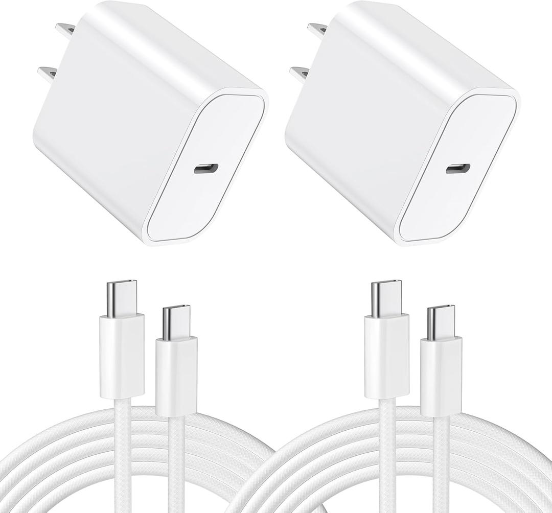 iPhone 17 16 15 Charger Fast Charging, 2-Pack 25W USB C Wall Charger Block with 60W 6FT USBC to USB C Cable for iPhone 17 16 15 Pro Max Plus, iPad Pro, Samsung, Type C Chagrer Fast Charging Plug