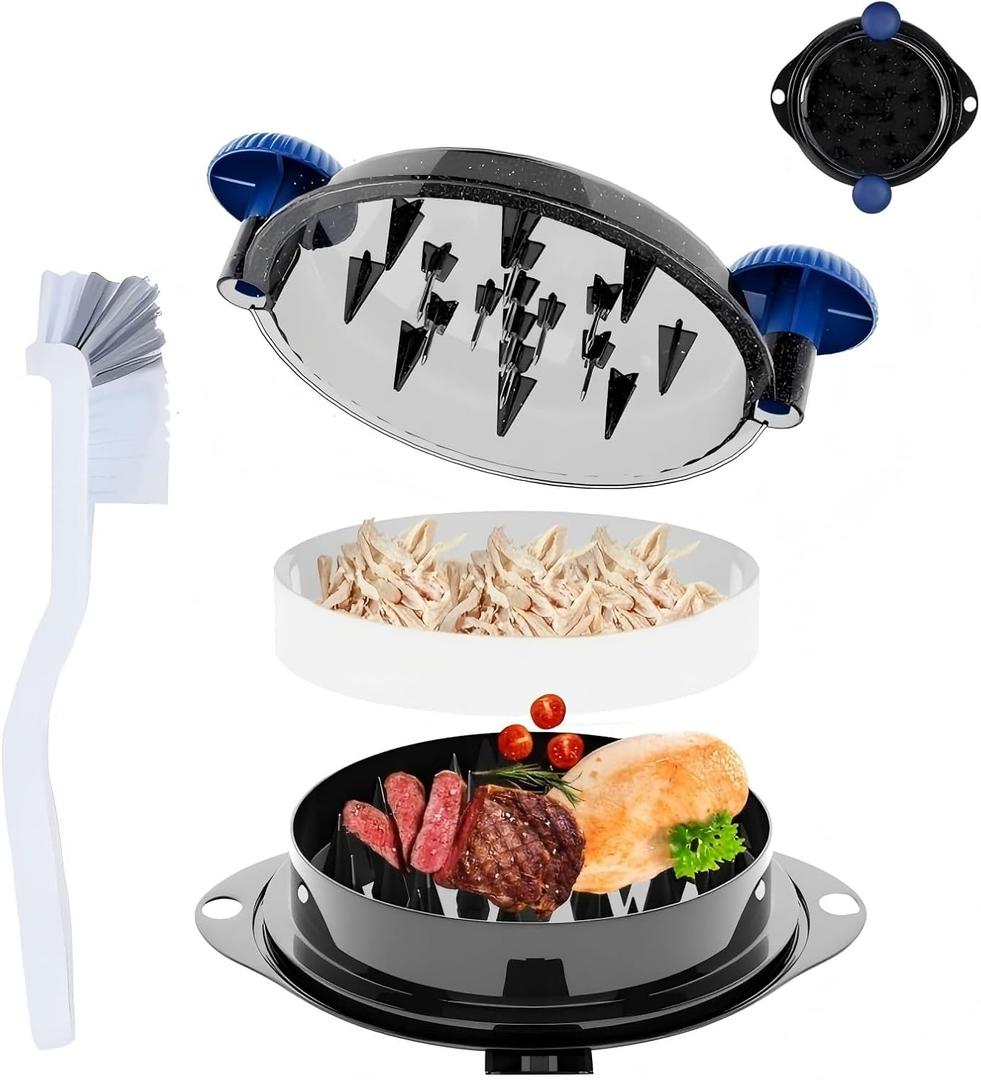 Chicken Shredder Tool Twist Meat Shredder Large-Meat Masher for Chicken Breast Ground Beef Pork with Up-grated Stainless Steel Spikes Kitchen Gadgets Essentials (Blue&Black)