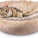 JOEJOY Small Dog Cat Bed With Hooded Blanket, Cozy Cuddler Luxury Puppy Pet Donut Round Calming Anti-Anxiety Burrow Cave - Anti-Slip Bottom, Machine Washable, 23 Inch