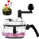 Geedel Hand Food Chopper, Vegetable Quick Chopper Manual Food Processor, Easy To Clean Food Dicer Mincer Mixer Blender, Rotary Onion Cutter for Garlic, Salad, Salsa, Nuts, Meat, Fruit, Ice, etc (Black)
