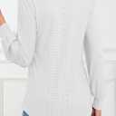 Womens Long Sleeve Eyelet Tops V Neck Fall Shirts Casual Loose Blouses (White, XL)