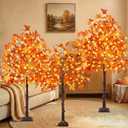 3 Pack 4/5/6FT 300 LED Lighted Maple Tree, Artificial Fall Tree Warm White