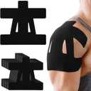 12 Count Kinesiology Tape for Shoulder Pain Relief Pre Cut Sports Waterproof Breathable Enhance Elastic Kinesiology Athletic Tape for Shoulder Support and Muscle Sports (Black)