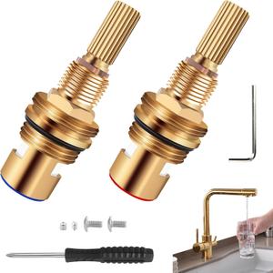 Brass 1-001 & 1-002 Ceramic Valve Set,Replacement Hot Widespread Cartridge and Cold Widespread Cartridge,Brass Construction