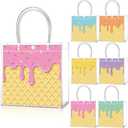 Aliceset 22 Pcs Summer Ice Cream Gift Bags with Handle Clear PVC Candy Treat Goodies Tote Bags for Summer Birthday Party Favor Supplies