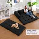 MAXYOYO Convertible Sofa Bed, Boneless Futon Couch Floor Sofa, Black, Loveseat