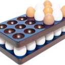 Wooden Egg Holder Countertop, and Deviled Tray - Tabletop Display Refrigerator Storage, Countertop for Fresh Eggs -18 Rack, Blue