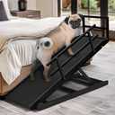 Dog Ramp for Bed, Adjustable Pet Ramps for Dog to Get on Bed, Non-Slip Rubber Surface - Folding Wooden Dog Ramp for Small/Large/Old Dogs, Adjustable up to 27.5 inch High Beds, Safety Railings
