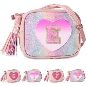 Personalized Toddler Purse for Girls 210, Cute Little Girl Purse & Kids Wallet, Small Initial Shoulder Crossbody Bag, Birthday & Christmas Gift for Daughter(Rainbow,E)