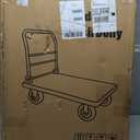 Stainless Steel Platform Cart 1320 lbs Heavy Duty Flatbed Push Dolly with 5 Inch Rubber Wheels 36 x 24 Inch Platform Truck for Warehouse Industrial Use Black
