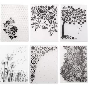 6Pcs Flower Snowflake Plastic Embossing Folder DIY Craft Template Molds Stamp Stencils Scrapbook Paper Cards Photo Album Making Tools Embossing Folders Handmade Art Craft Supplies Decorating Mold