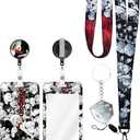 4PCS Set Anime Neck Lanyard with Retractable Badge Reel and Cool Satoru Anime ID Badge Holder(with Anime Keychain) Swivel Clip Alligator Clip for Nurses Student Teacher Women Men (White)