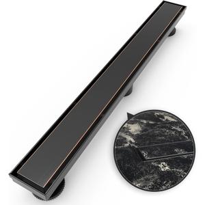 WEBANG 24 Inch Linear Shower Drain Rectangular Floor Drain with Accessories Reversible 2-in-1 Cover Tile Insert Grate Removable SUS304 Stainless Steel CUPC Certified Oil Rubbed Bronze